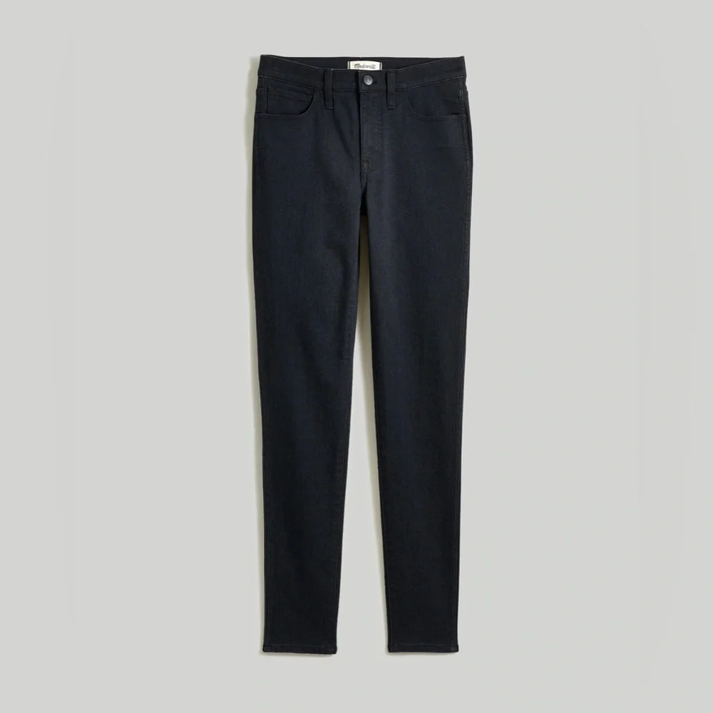 MADEWELL Mid-Rise Roadtripper Skinny Jeans in Black Wash Denim Size 28